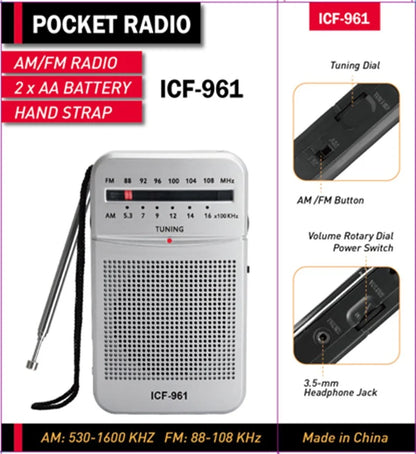 Mini radio AM FM batería