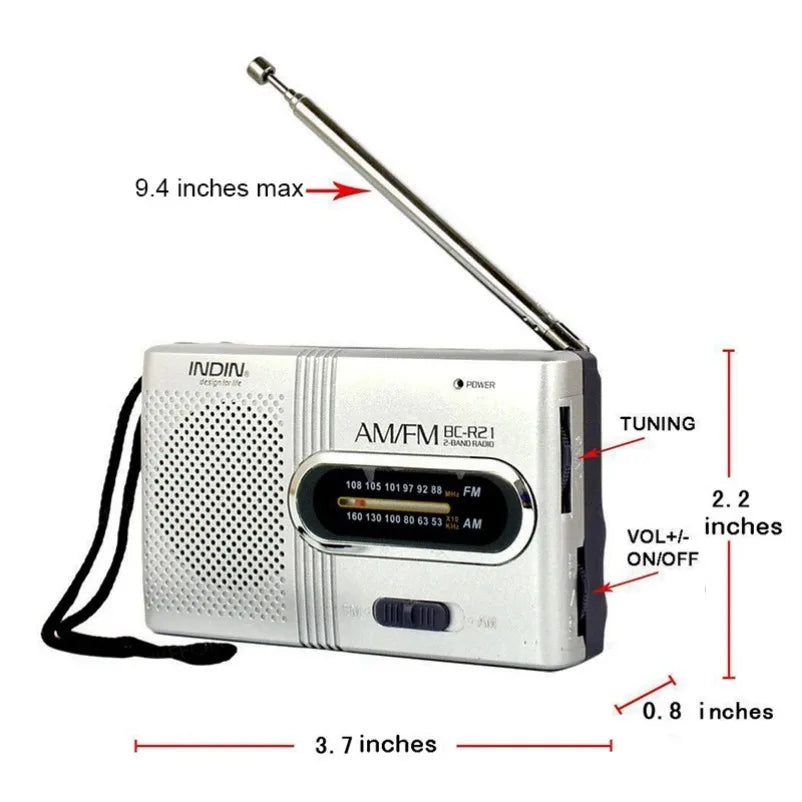 Mini Radio AM FM Bateria